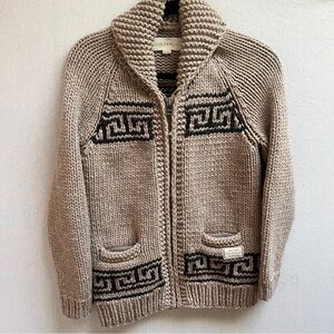 Golden TNA Aritzia 100% wool zip up sweater knit cardigan Sz XXS